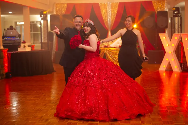 Spring Chateau red quinceanera dress