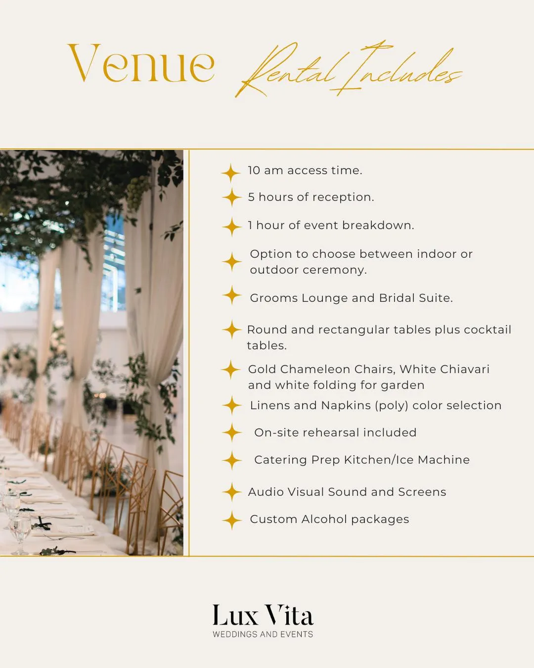 Lux Vita Events Quinceanera venue details