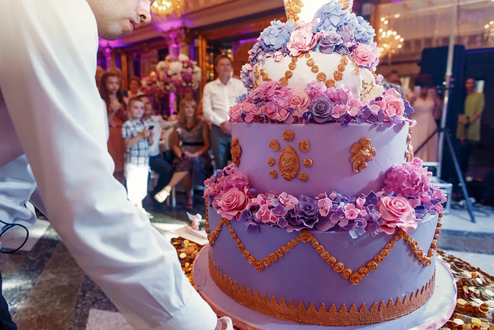 spring chateau purple quinceanera cake