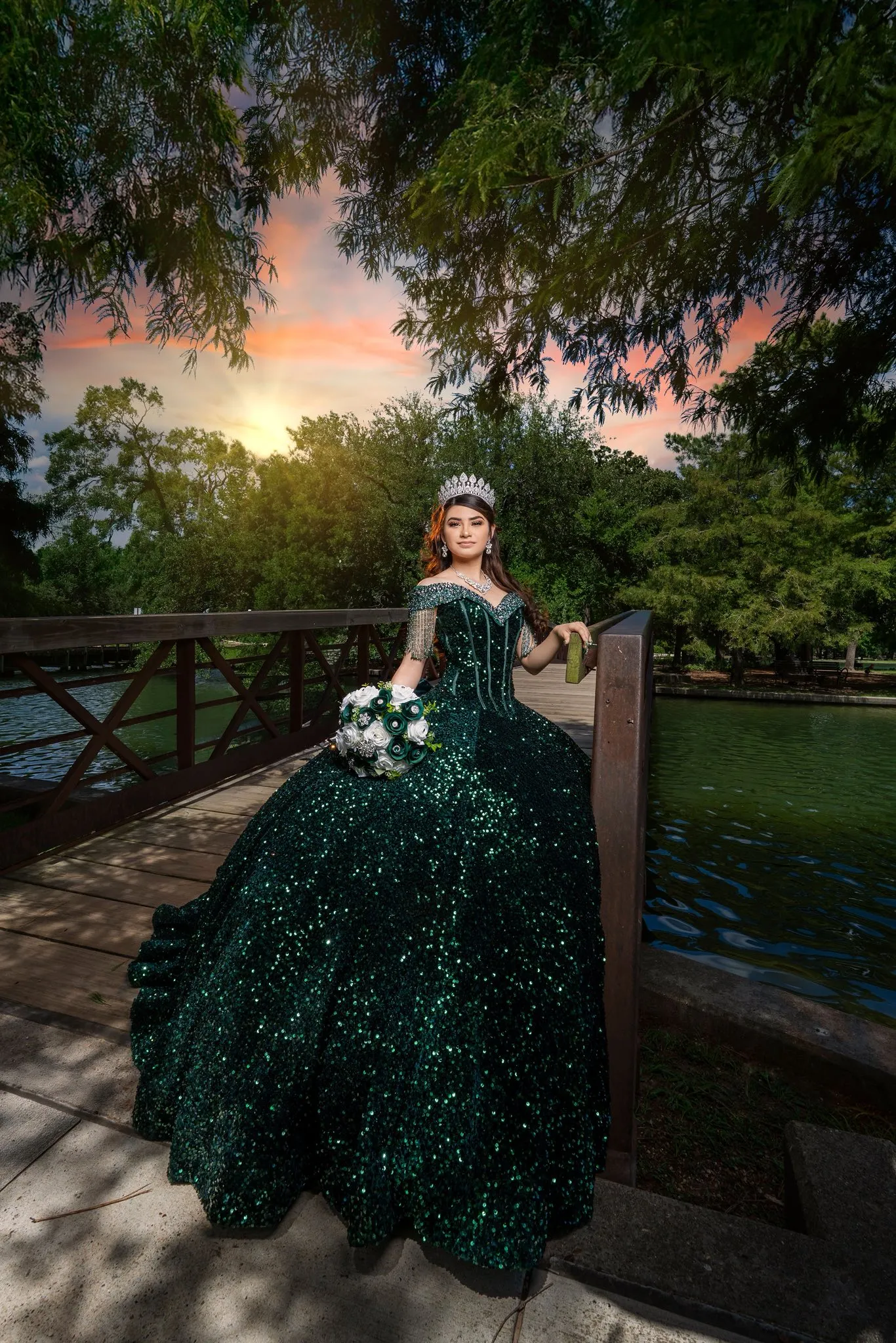 FV Solutions Houston Quinceanera Photography green xv dress