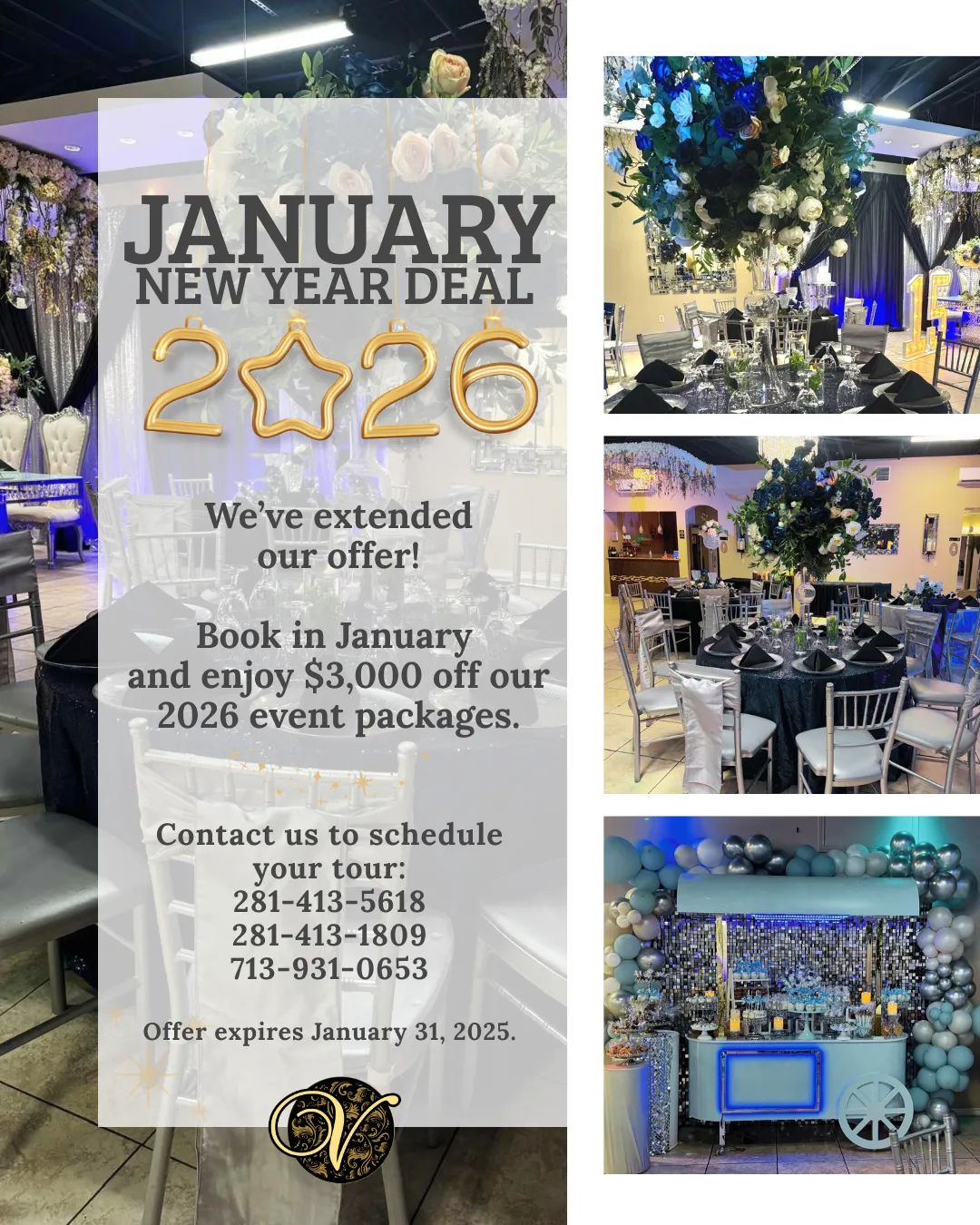 Venezzia Reception Hall january specials