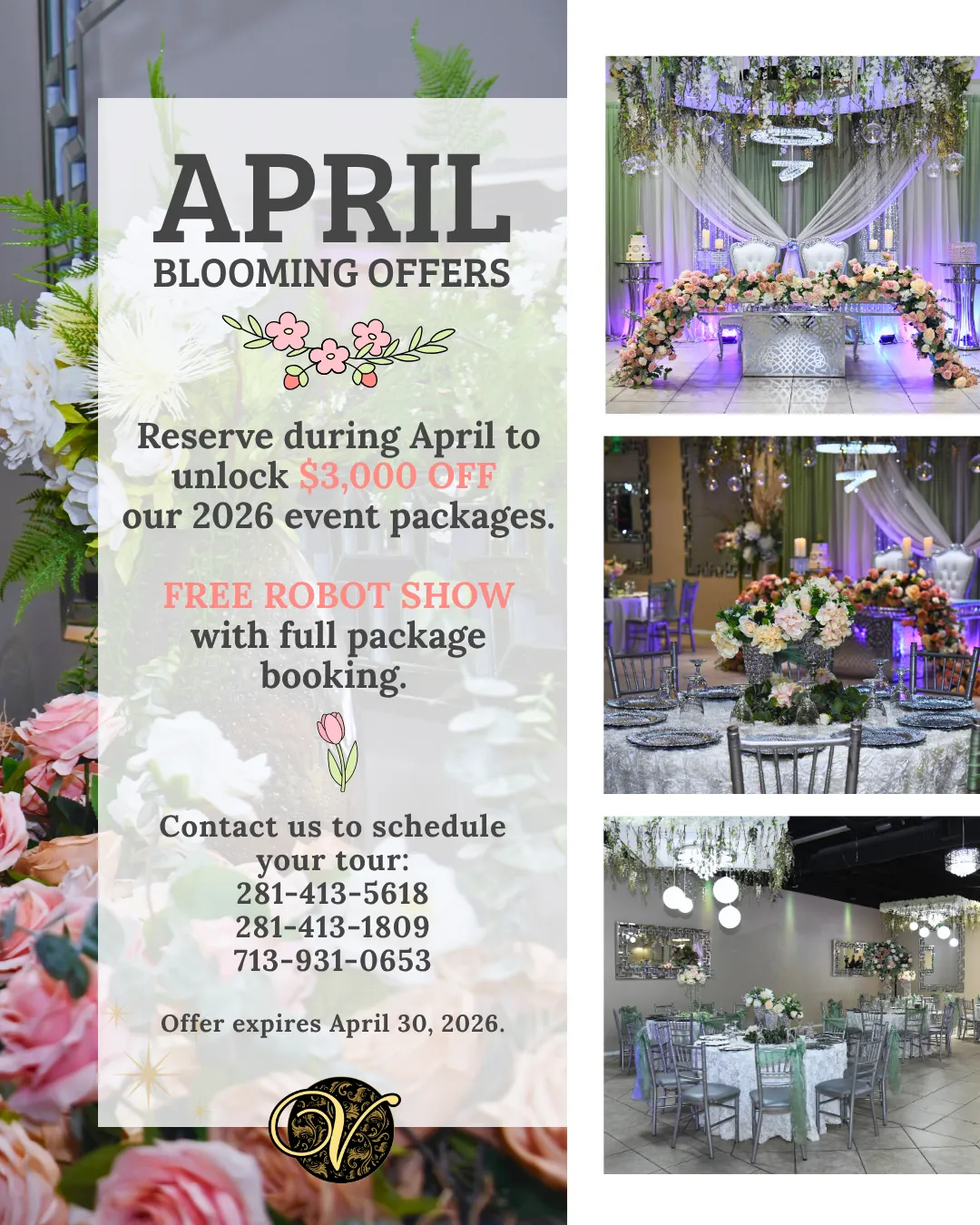 venezzia reception hall april 2026 specials coupons discounts