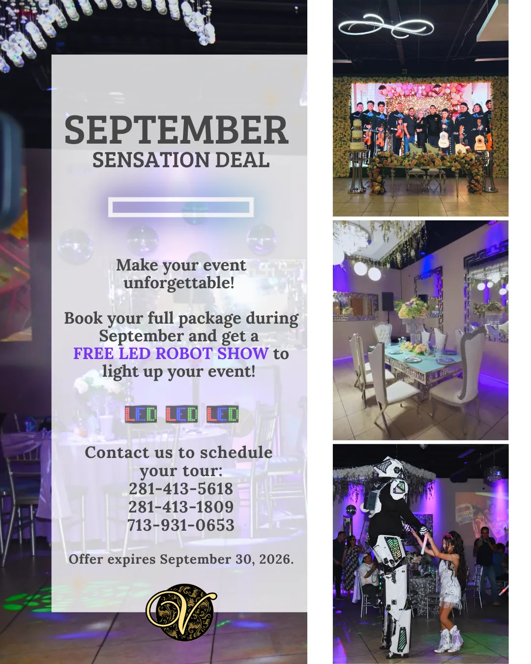 venezzia reception hall september specials